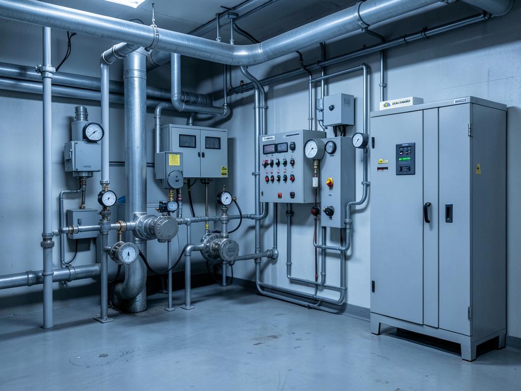 Pumpstation mit Messtechnik und Rohrleitungen der Wassergenossenschaft